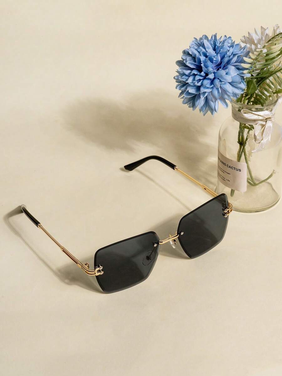 Gafas decorativas de moda con bordes fotogénicos y sin marco cuadrados