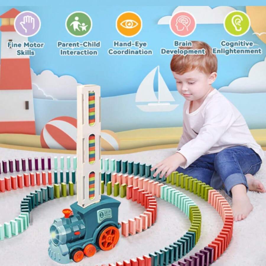 Tren Juguete,100 Piezas Dominó para Niños