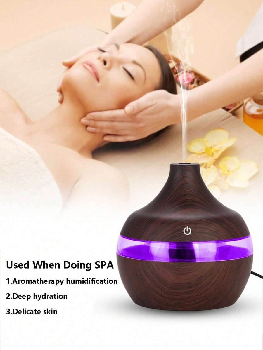 Humidificador con grano de madera y luz nocturna