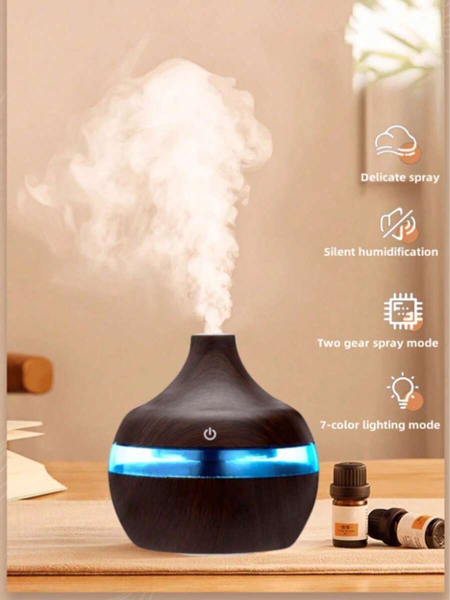 Humidificador con grano de madera y luz nocturna