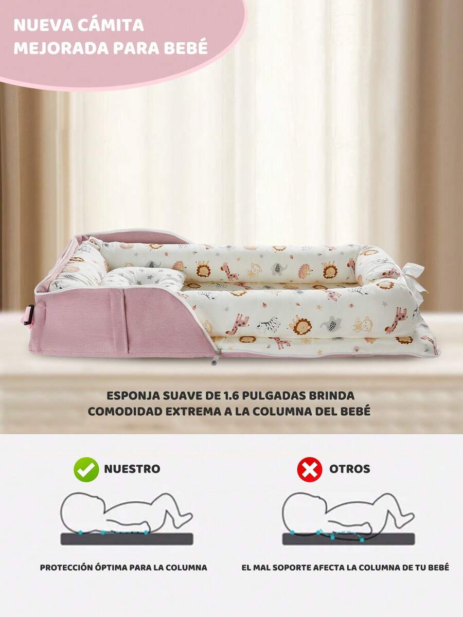 Camita De Algodón Portátil Plegable Con Nido Cuna Para Bebés
