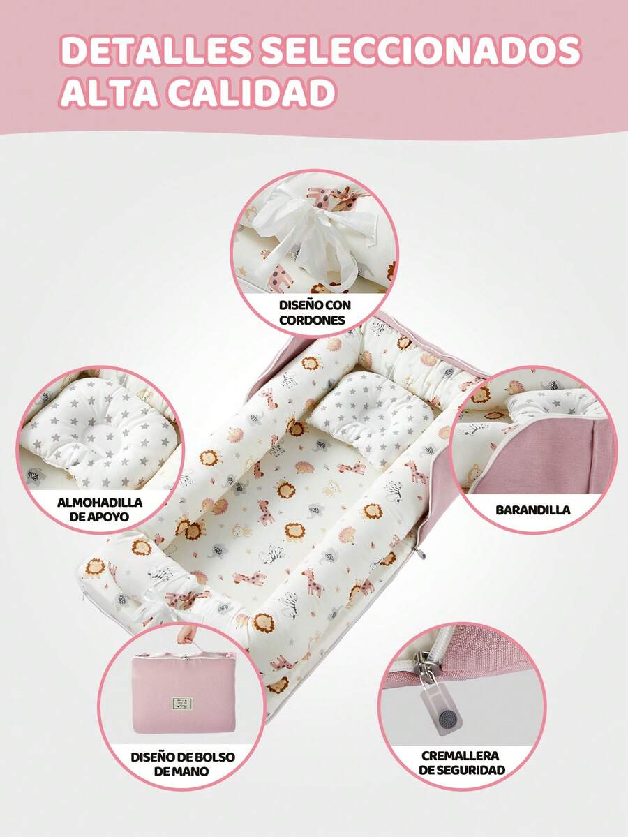 Camita De Algodón Portátil Plegable Con Nido Cuna Para Bebés