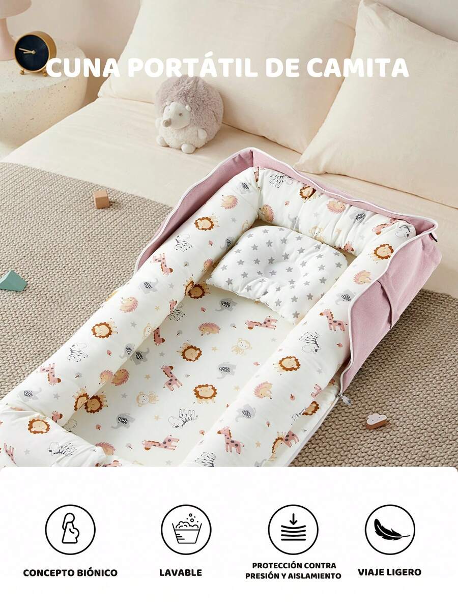 Camita De Algodón Portátil Plegable Con Nido Cuna Para Bebés