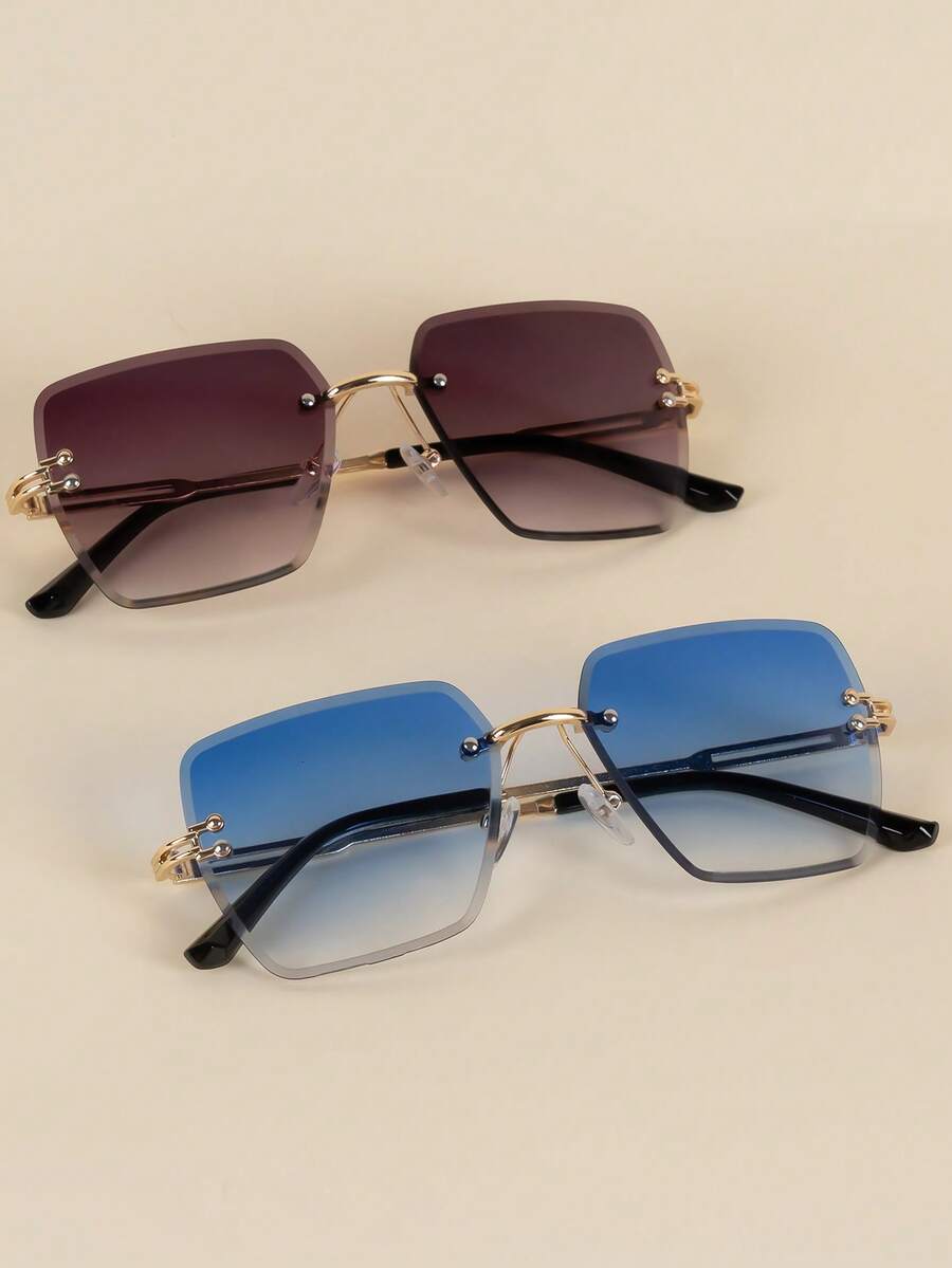 Gafas decorativas de moda con bordes fotogénicos y sin marco cuadrados