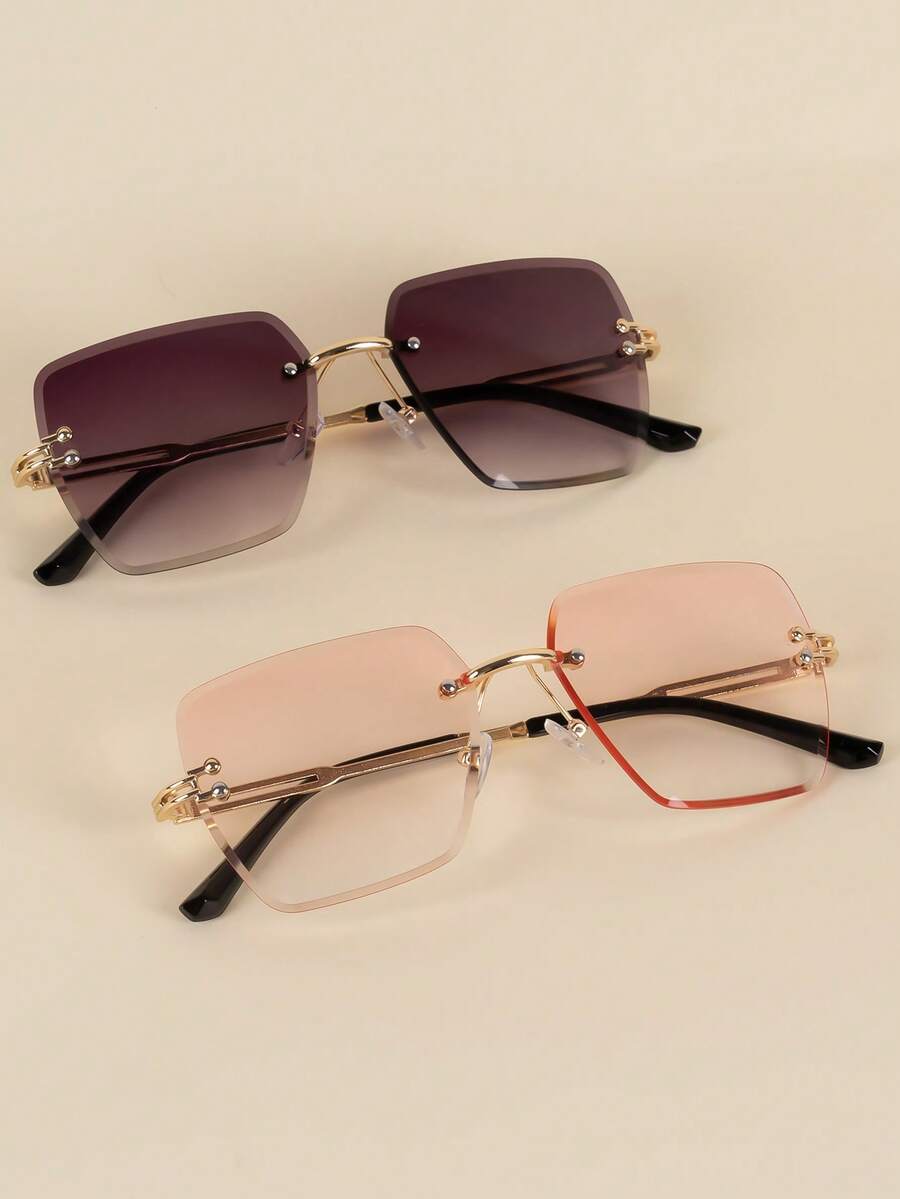 Gafas decorativas de moda con bordes fotogénicos y sin marco cuadrados