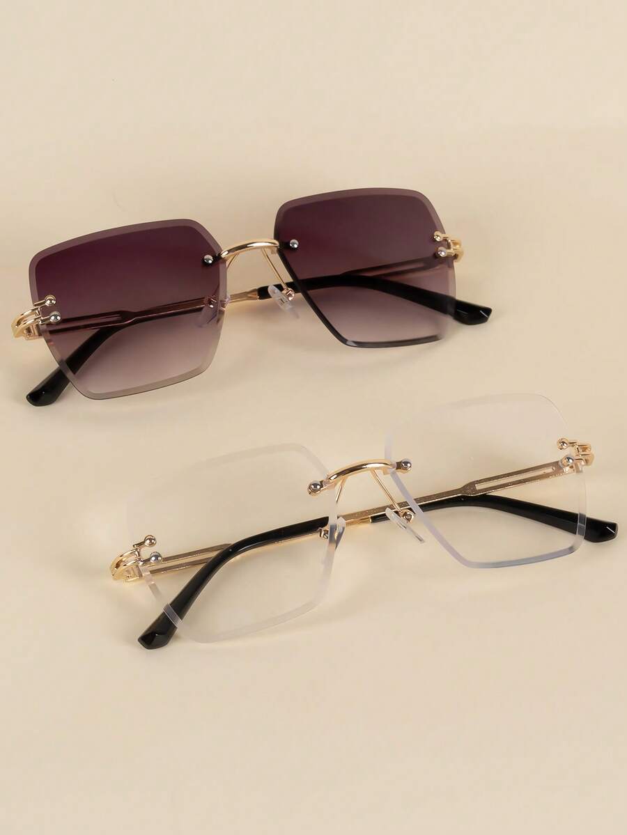Gafas decorativas de moda con bordes fotogénicos y sin marco cuadrados