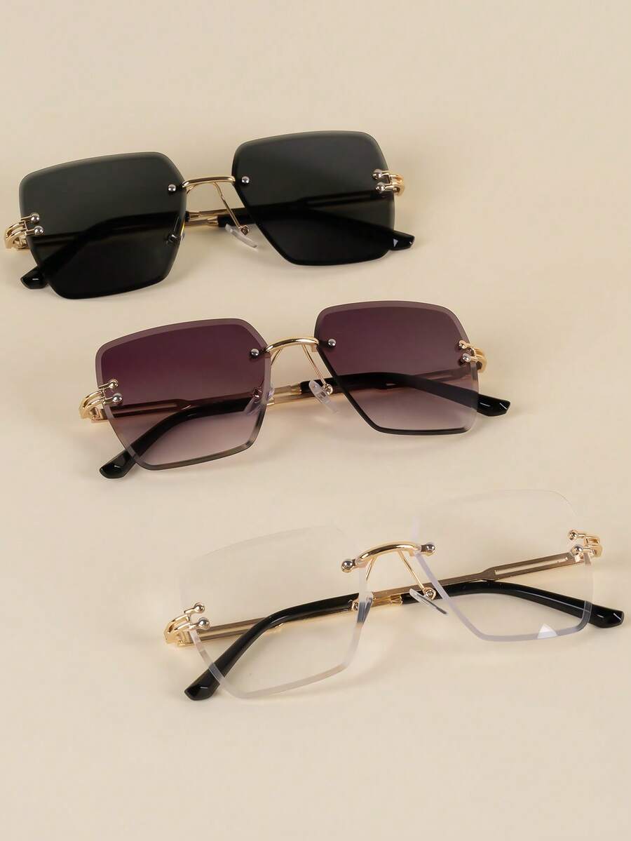 Gafas decorativas de moda con bordes fotogénicos y sin marco cuadrados