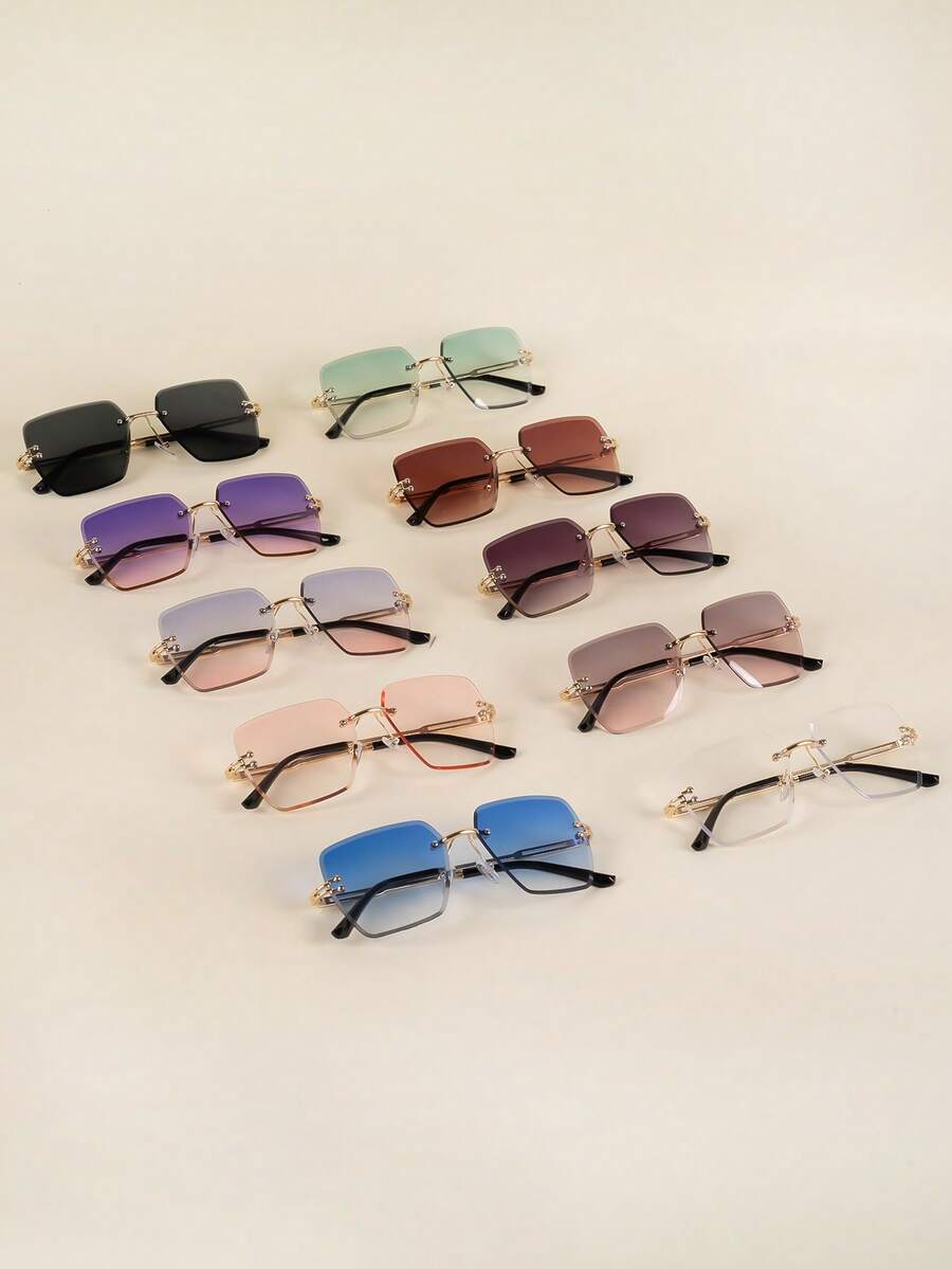 Gafas decorativas de moda con bordes fotogénicos y sin marco cuadrados