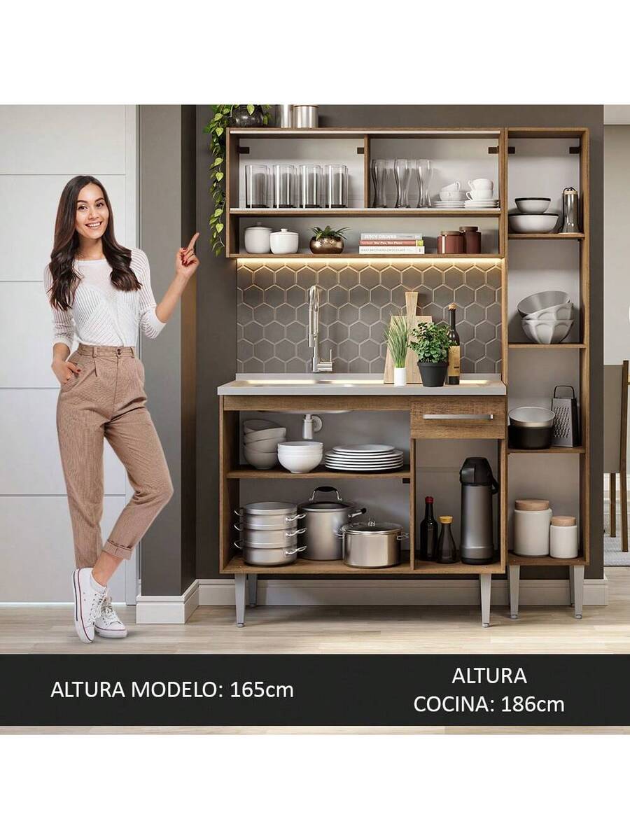 Cocina Integral Completa 137cm Con Tarja Inoxidable