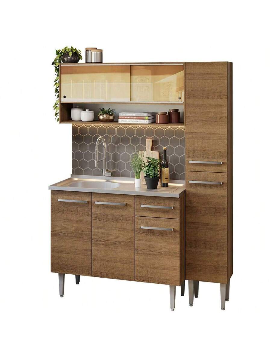 Cocina Integral Completa 137cm Con Tarja Inoxidable