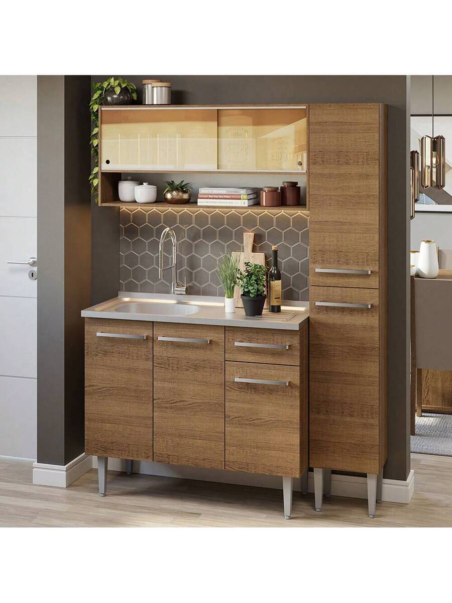Cocina Integral Completa 137cm Con Tarja Inoxidable