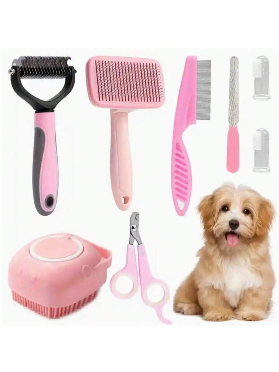 Set de 8 piezas para el aseo de mascotas