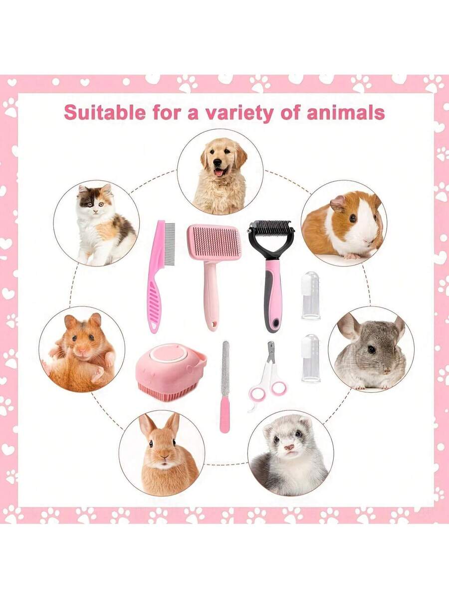 Set de 8 piezas para el aseo de mascotas