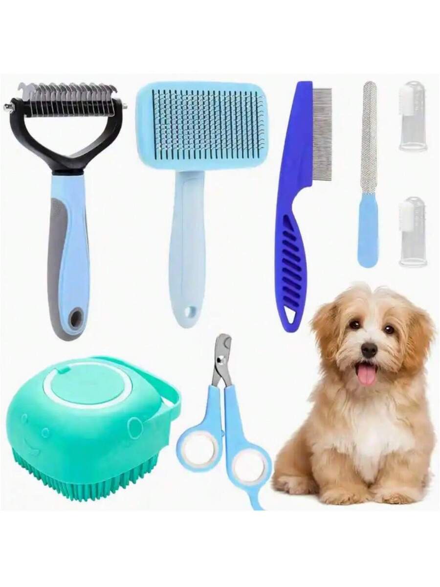 Set de 8 piezas para el aseo de mascotas