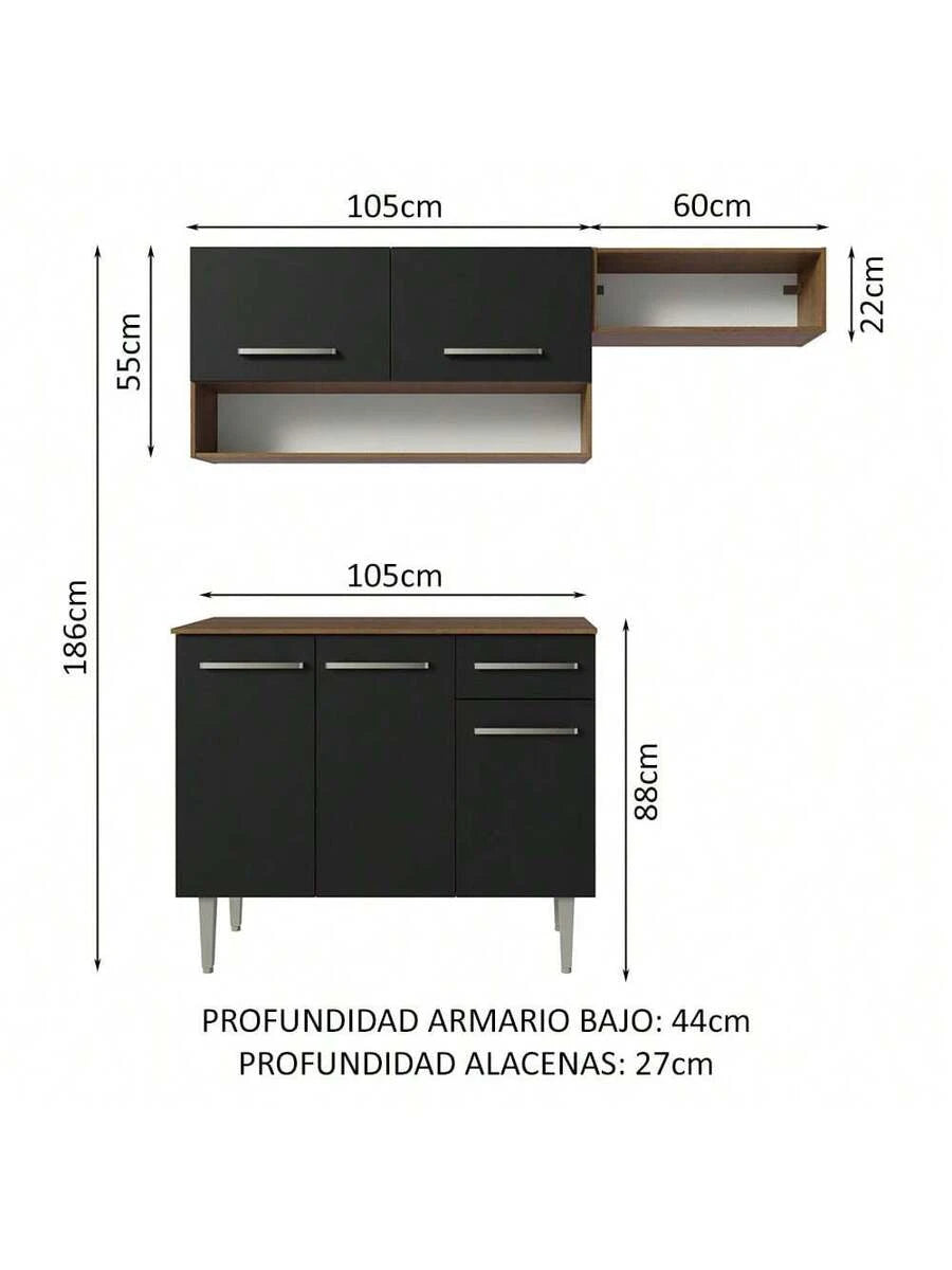 Cocina Integral Completa Modular Madesa 165cm