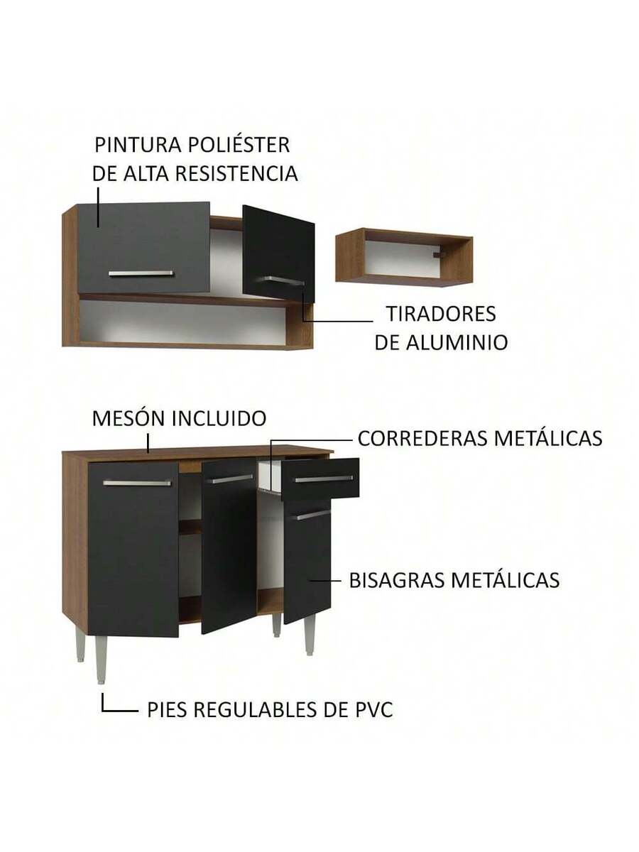 Cocina Integral Completa Modular Madesa 165cm