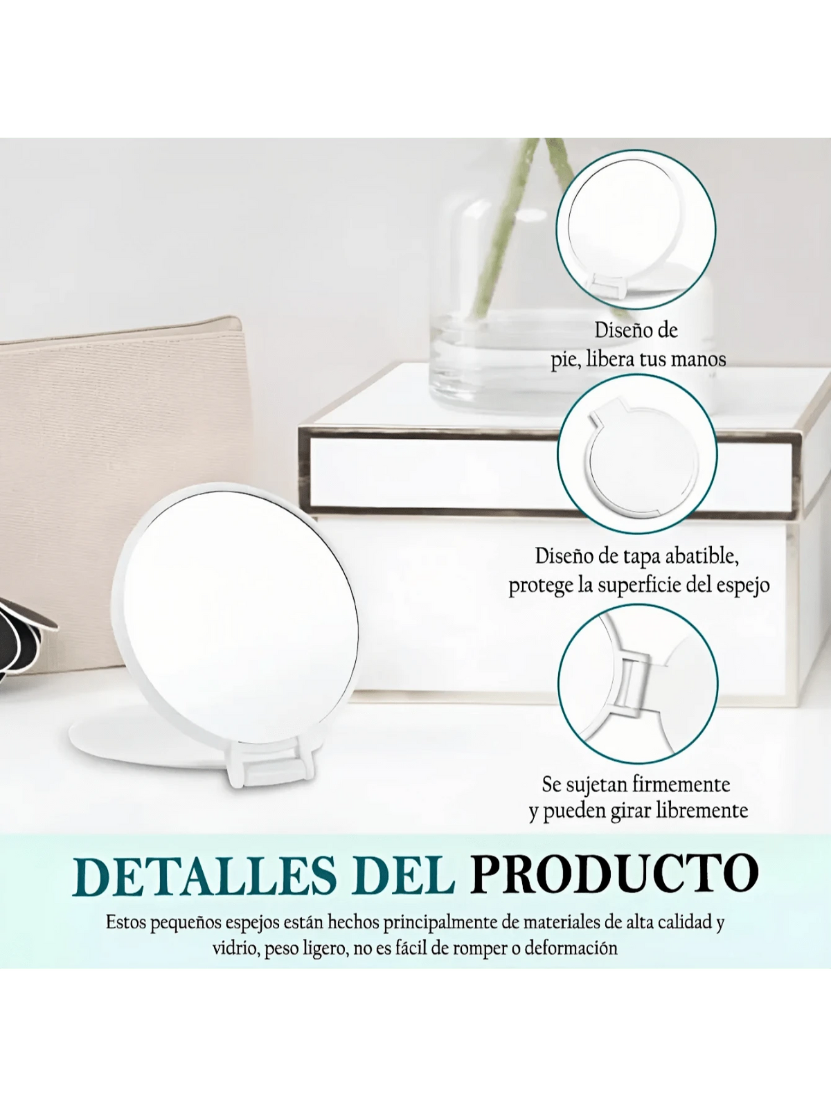 50 espejos de maquillaje portátiles