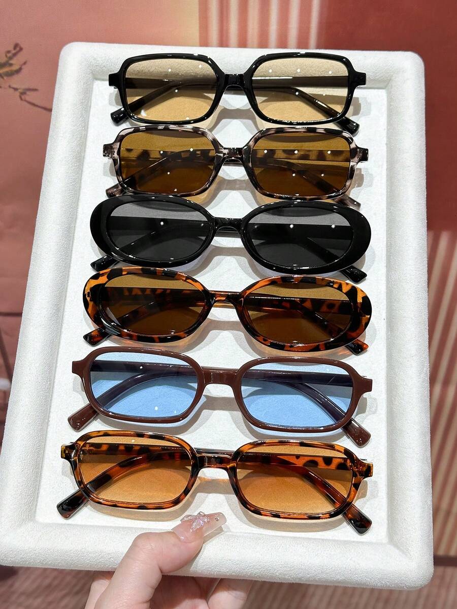 gafas con estampado de leopardo y marcos geométricos multicolor