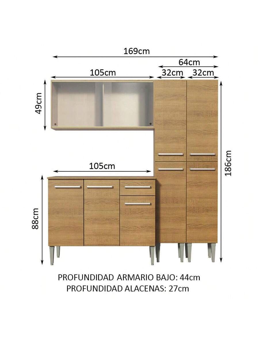Cocina Integral Completa Modular Madesa 169cm