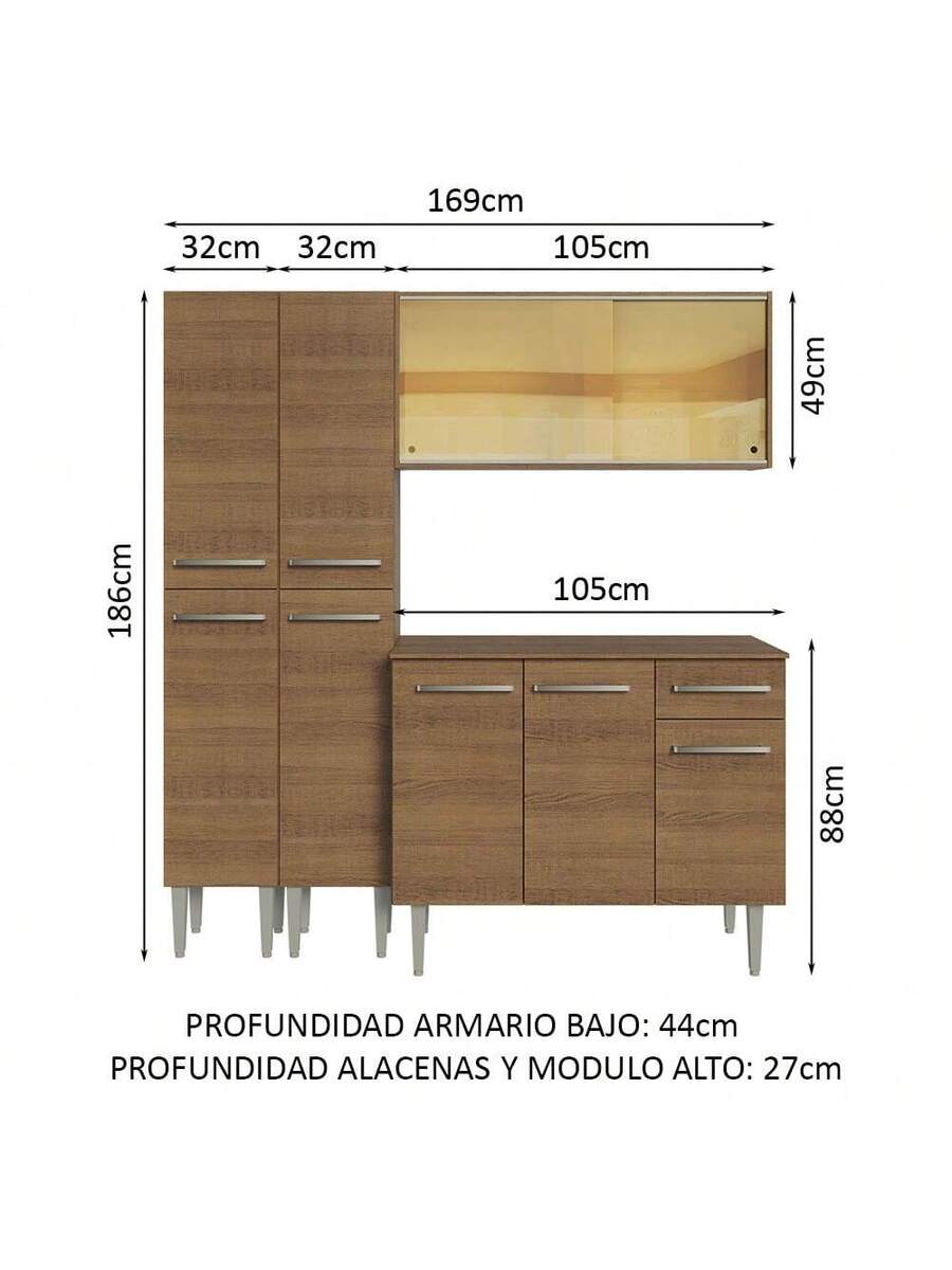 Cocina Integral Completa Modular Madesa 169cm
