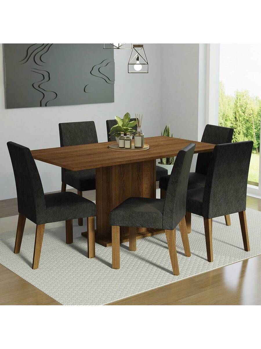 Mesa De Comedor De Madera Con 6 Sillas