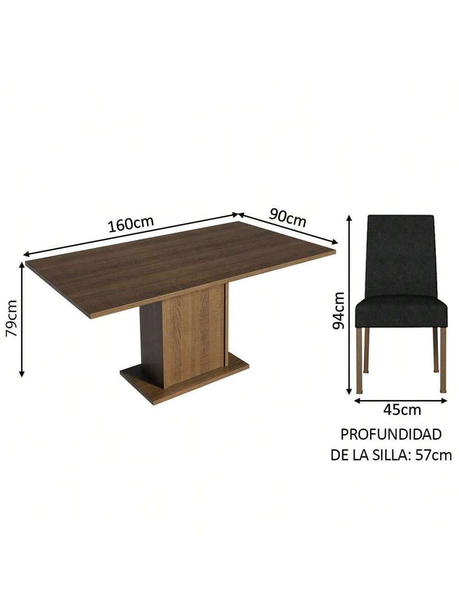 Mesa De Comedor De Madera Con 6 Sillas