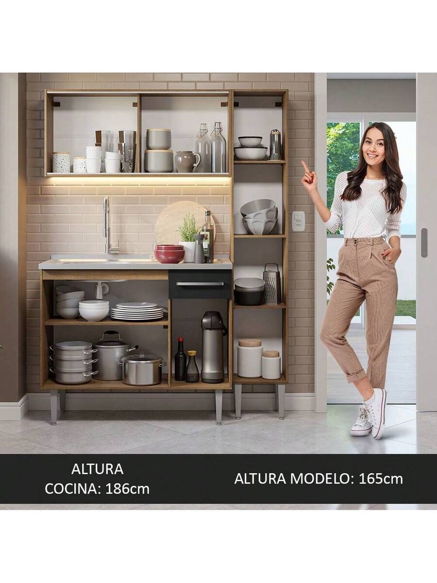 Cocina Integral Completa Modular Madesa Emilly 137cm