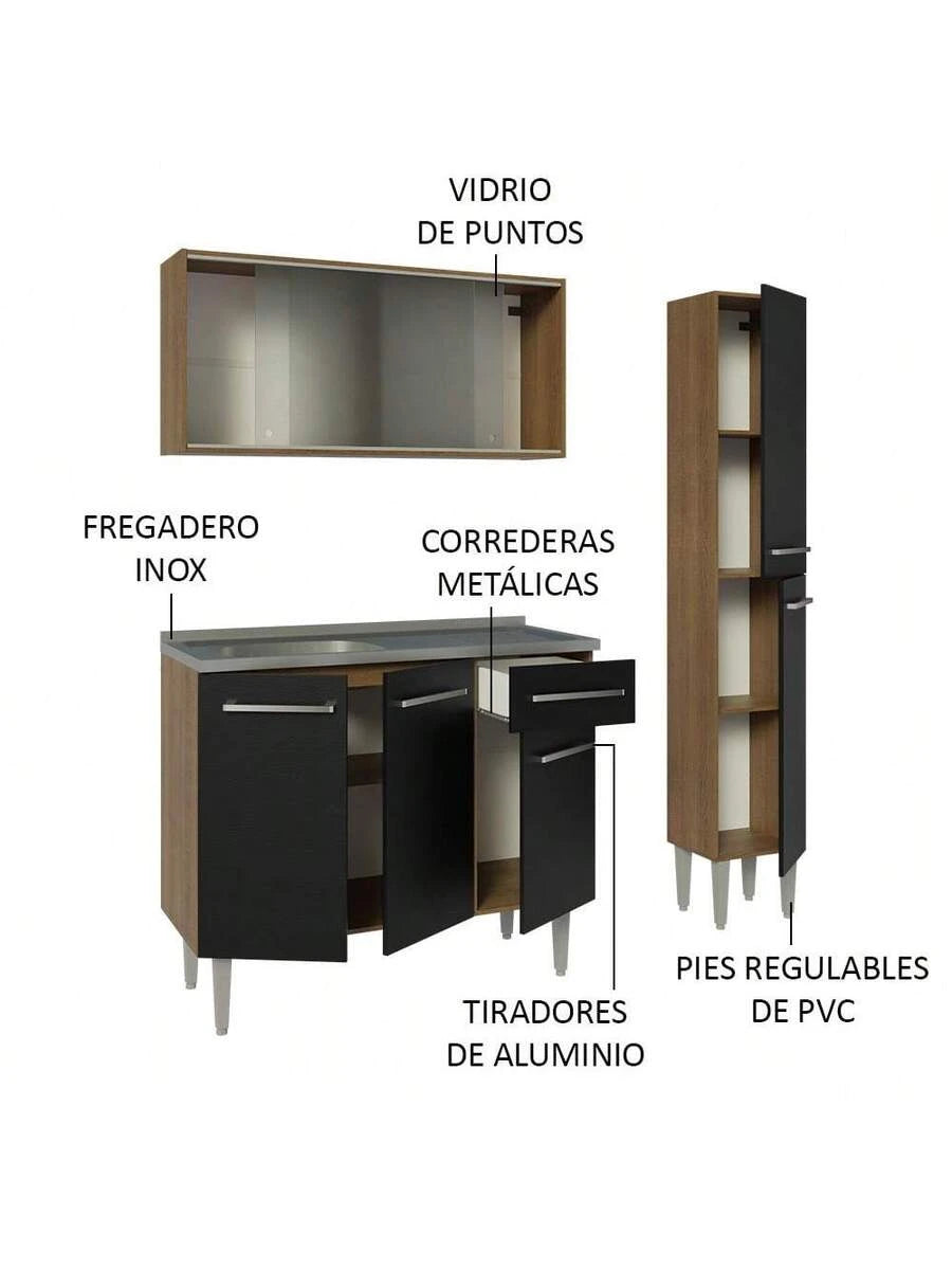 Cocina Integral Completa Modular Madesa Emilly 137cm