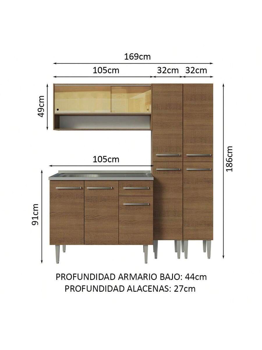 Mueble Cocina Compacta 169cm