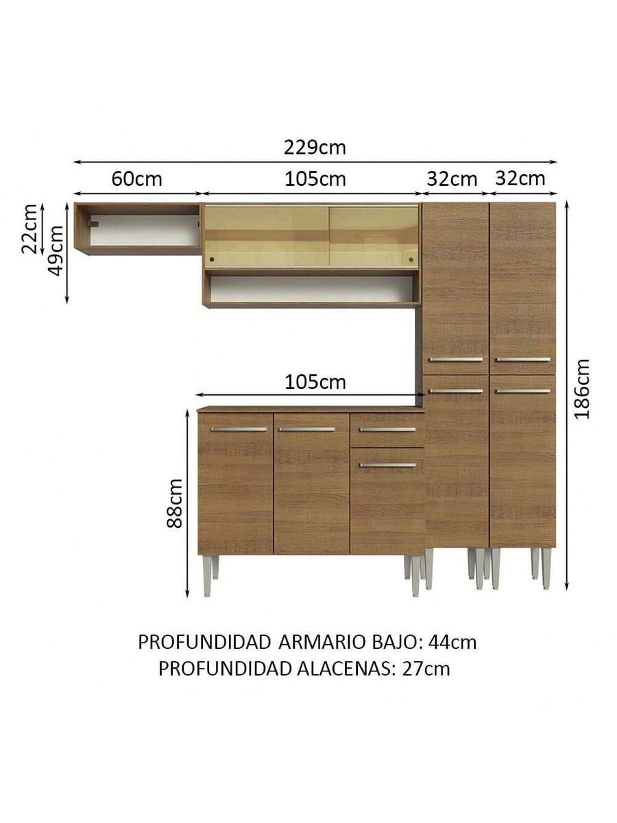 Cocina Integral Completa Modular Madesa 229cm