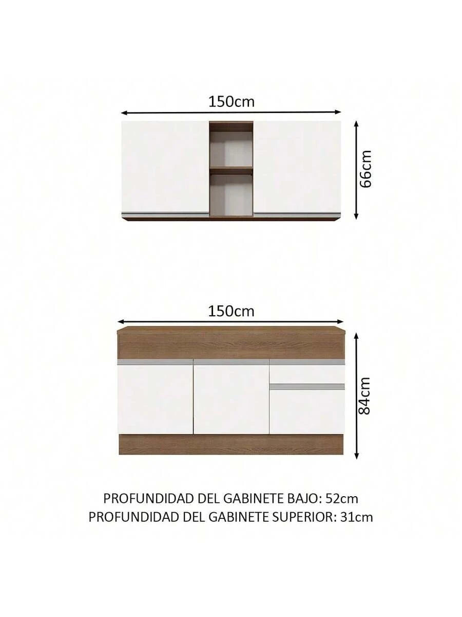 Cocina Integral Completa Modular Madesa Glamy 150cm