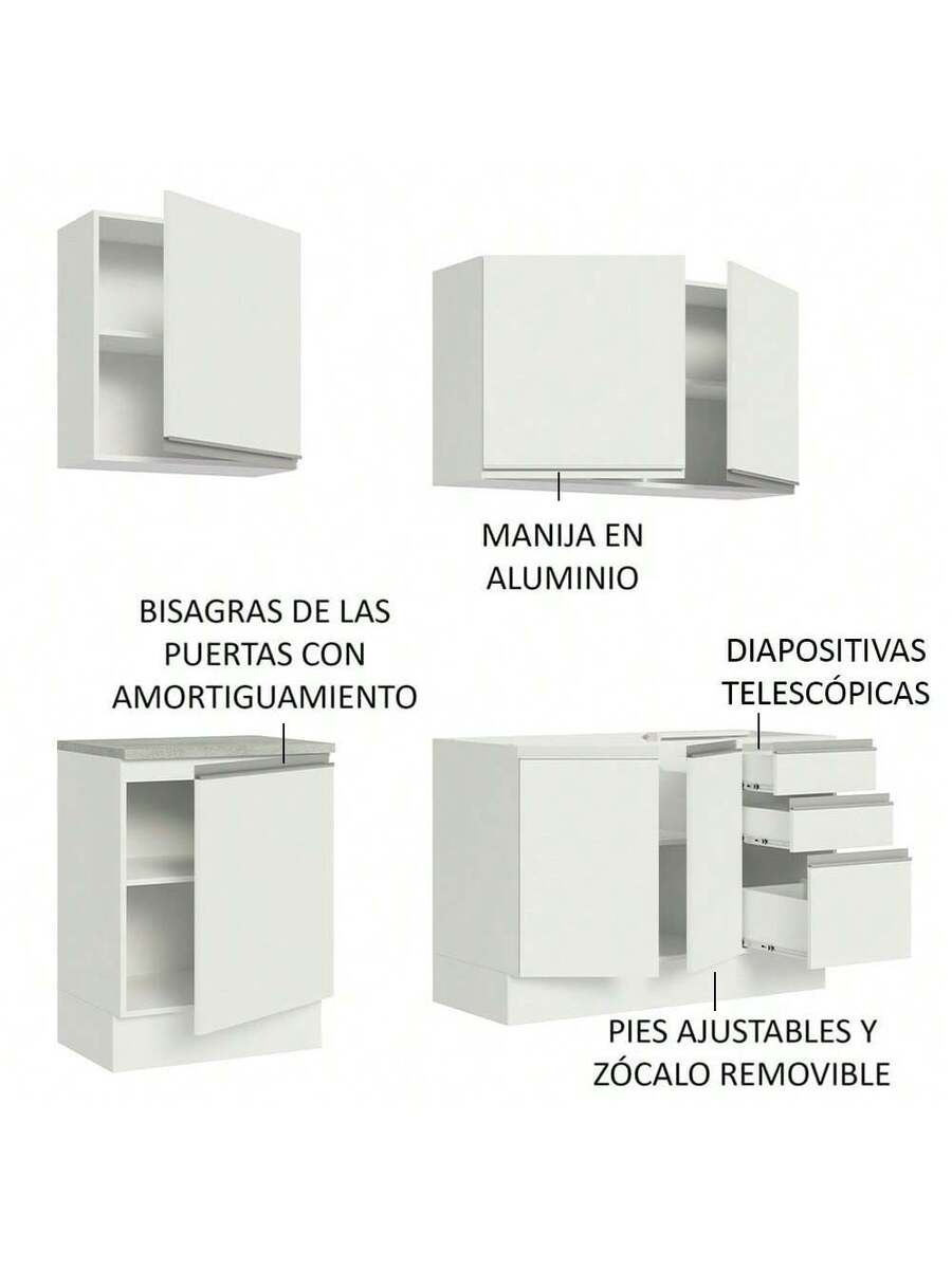 Cocina Integral Madesa Glamy Sin Tarja 180 Cm