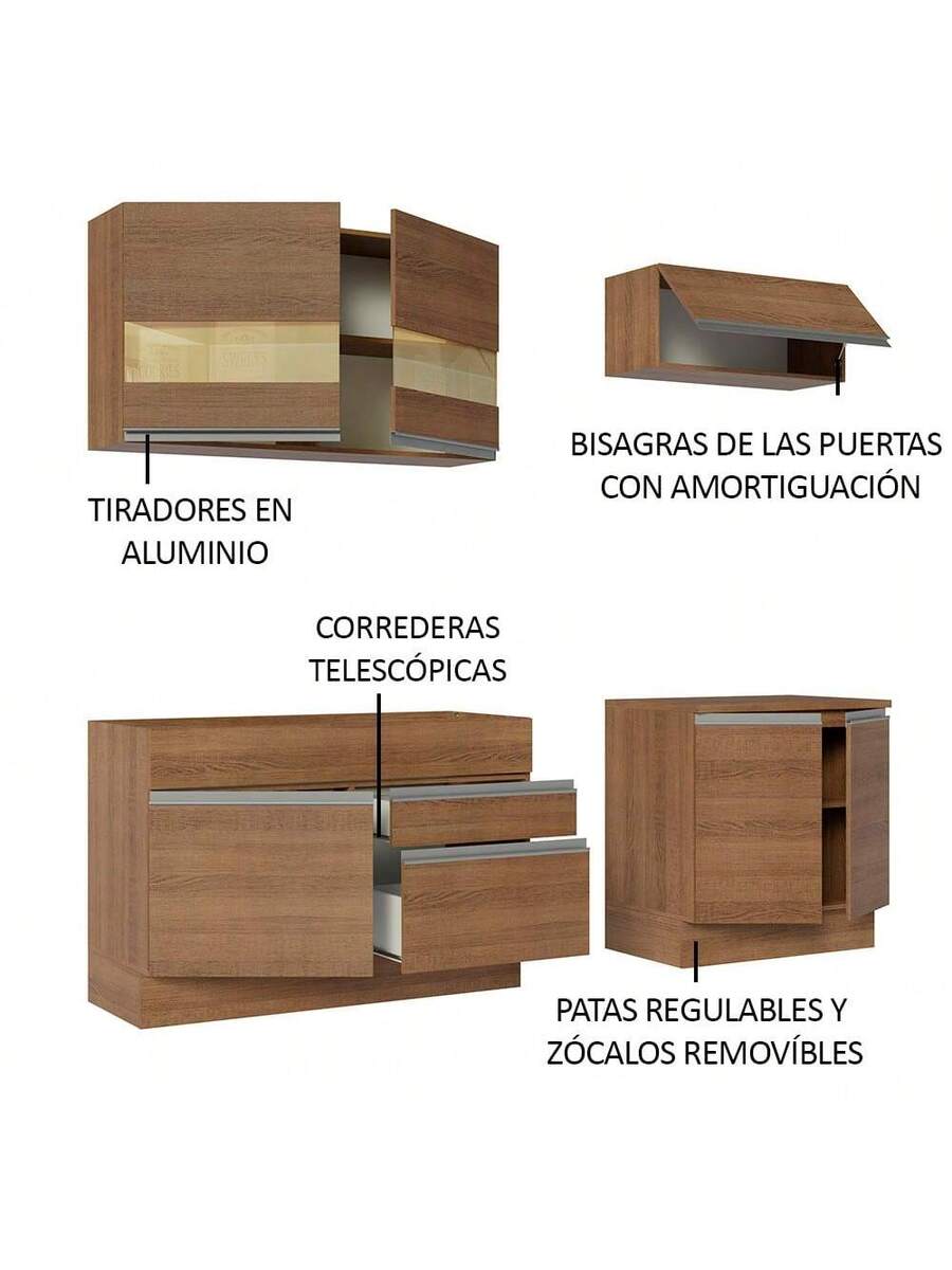 Mueble De Cocina Completo Rustic Glamy Madesa De 200cm