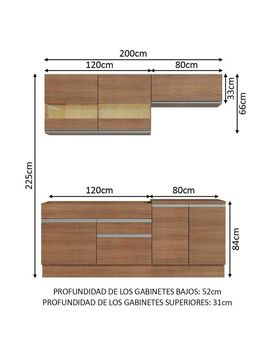 Mueble De Cocina Completo Rustic Glamy Madesa De 200cm