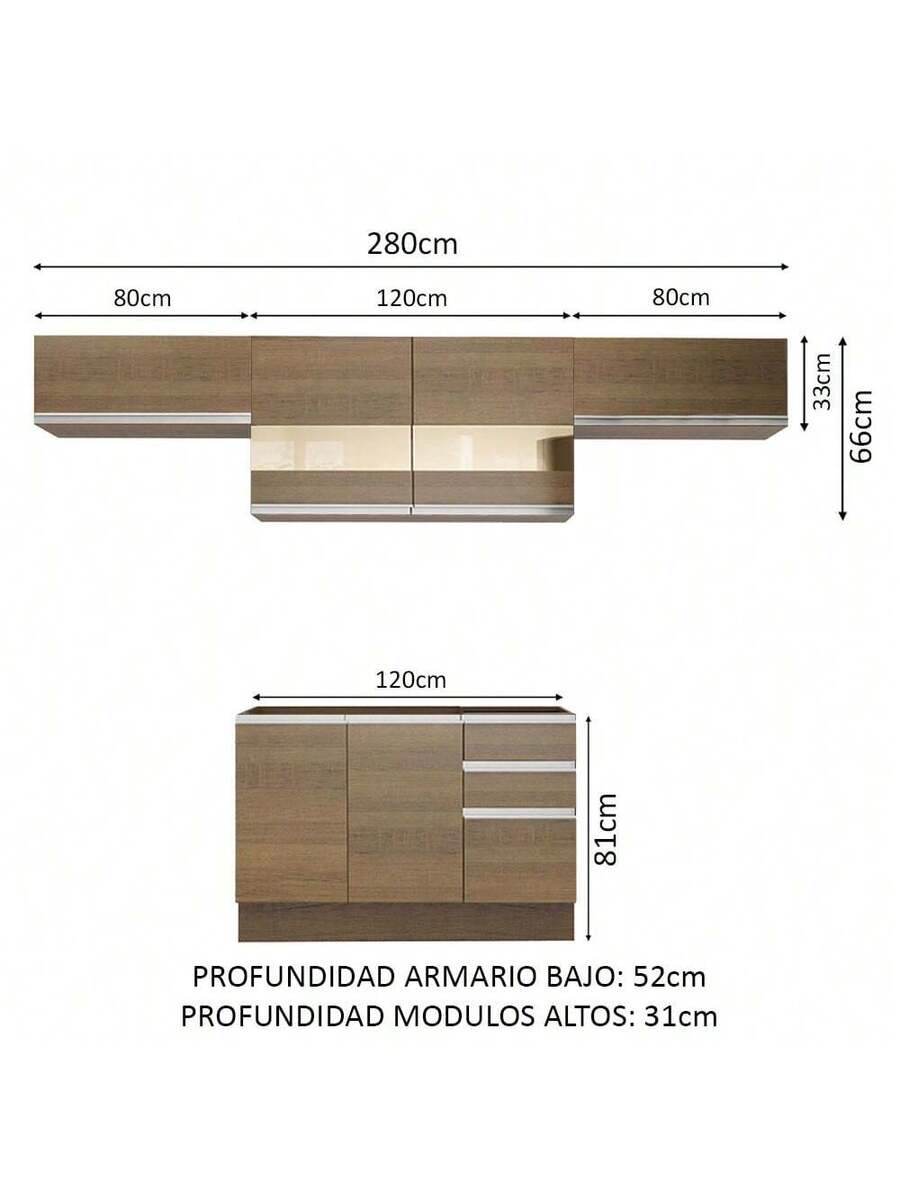 Cocina Integral Completa Modular Madesa Marina 280cm