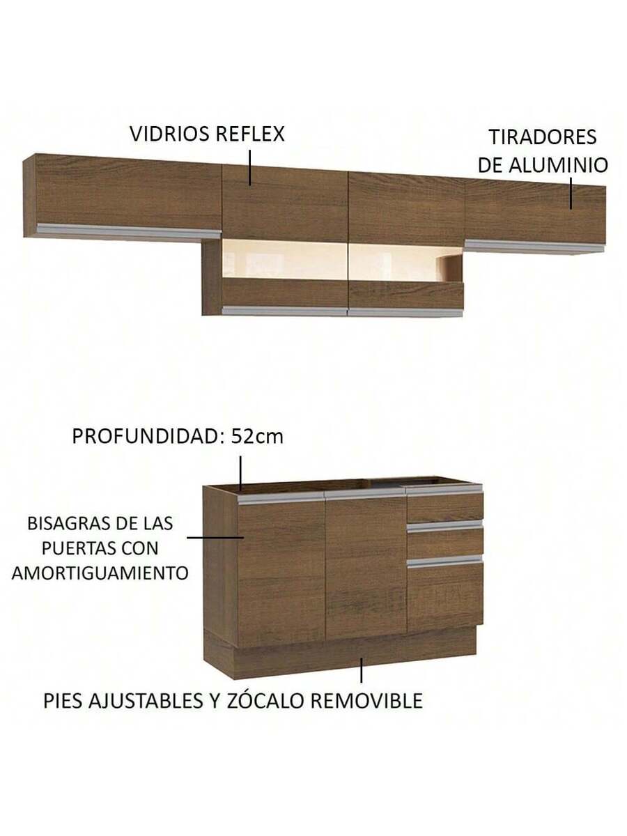 Cocina Integral Completa Modular Madesa Marina 280cm