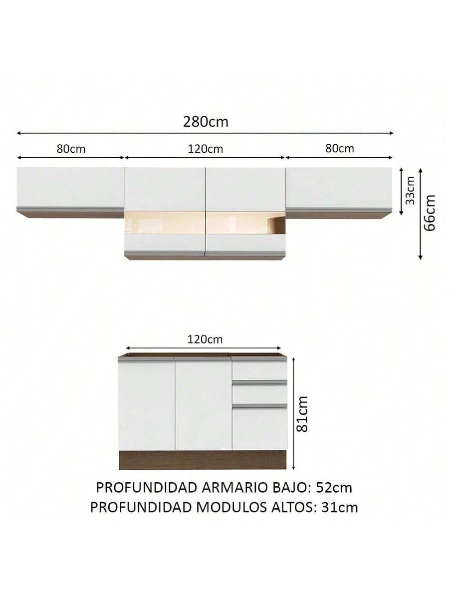 Cocina Integral Completa Modular Madesa 280cm