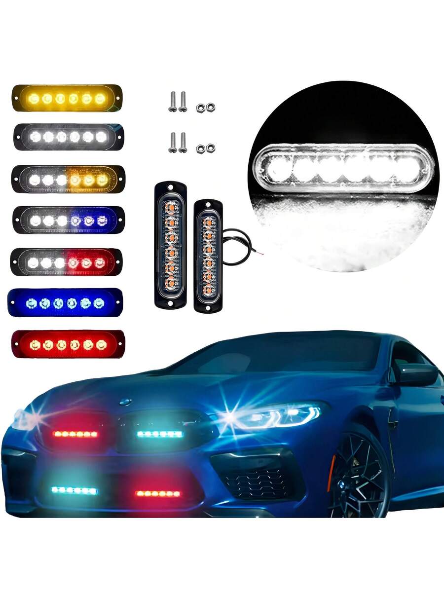 2 pzs Faro Led Patrulla Escolta Barra Lateral Estrobo