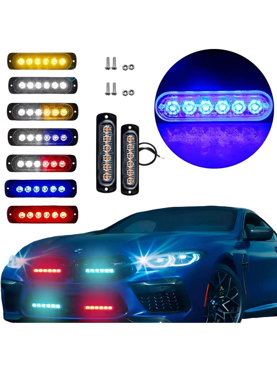 2 pzs Faro Led Patrulla Escolta Barra Lateral Estrobo
