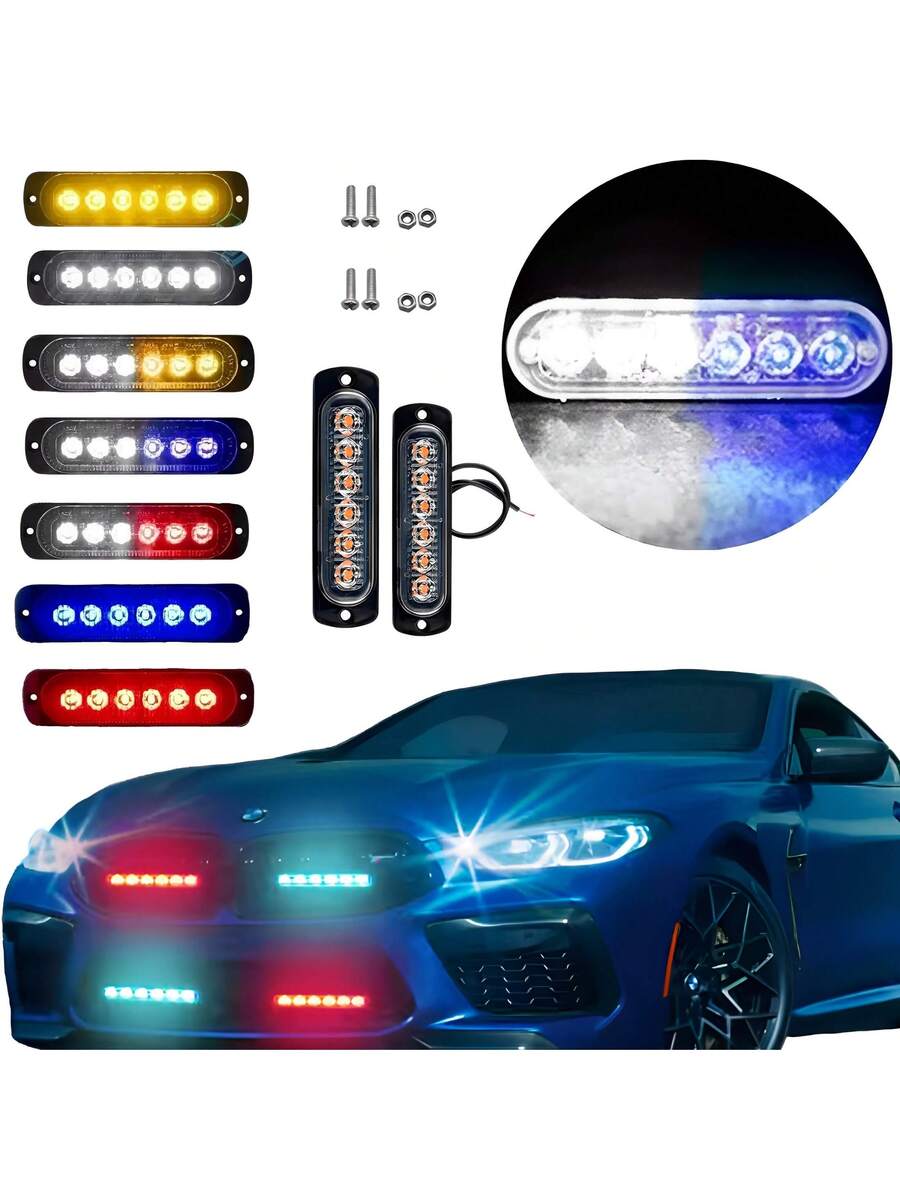 2 pzs Faro Led Patrulla Escolta Barra Lateral Estrobo