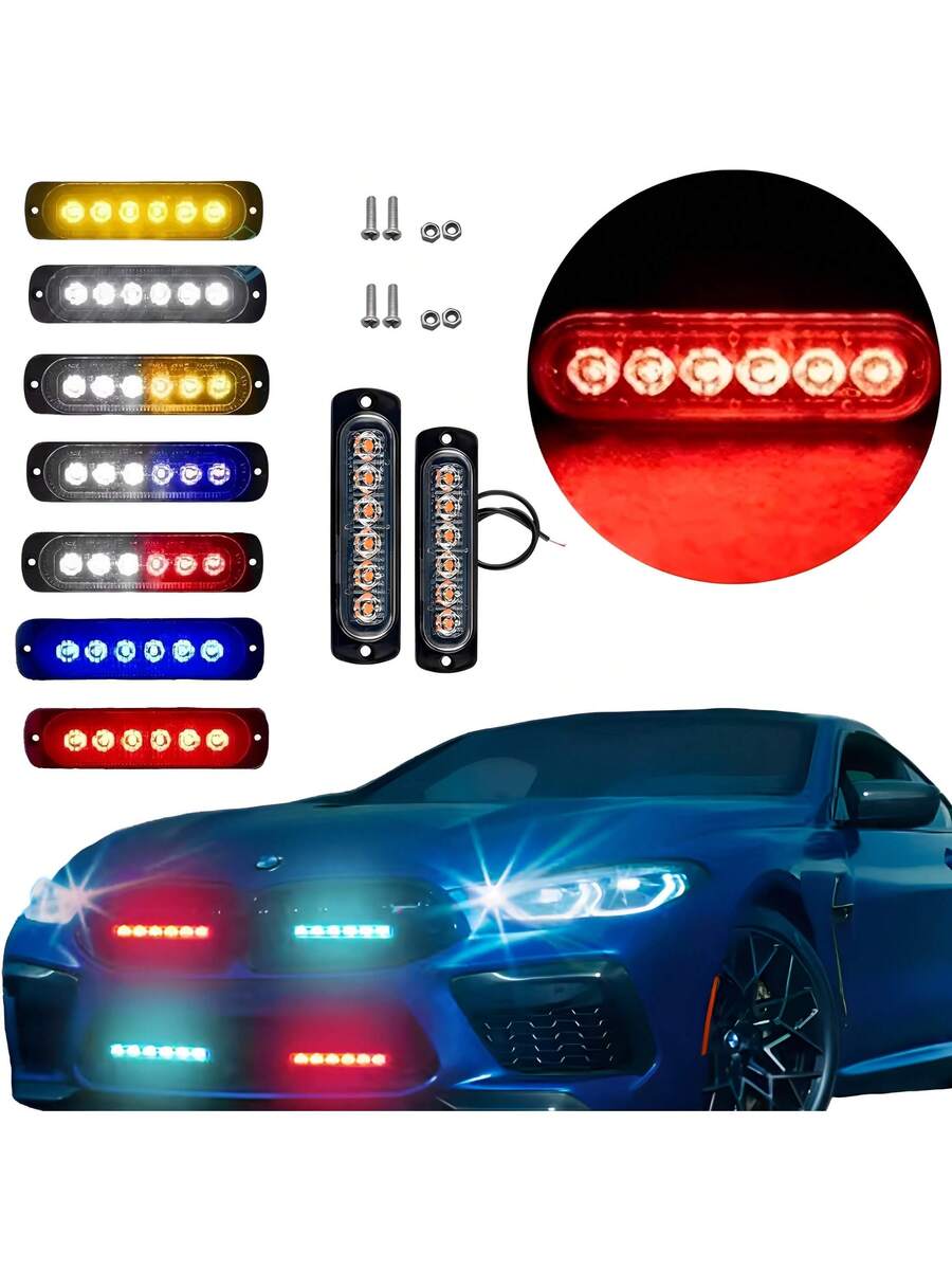 2 pzs Faro Led Patrulla Escolta Barra Lateral Estrobo