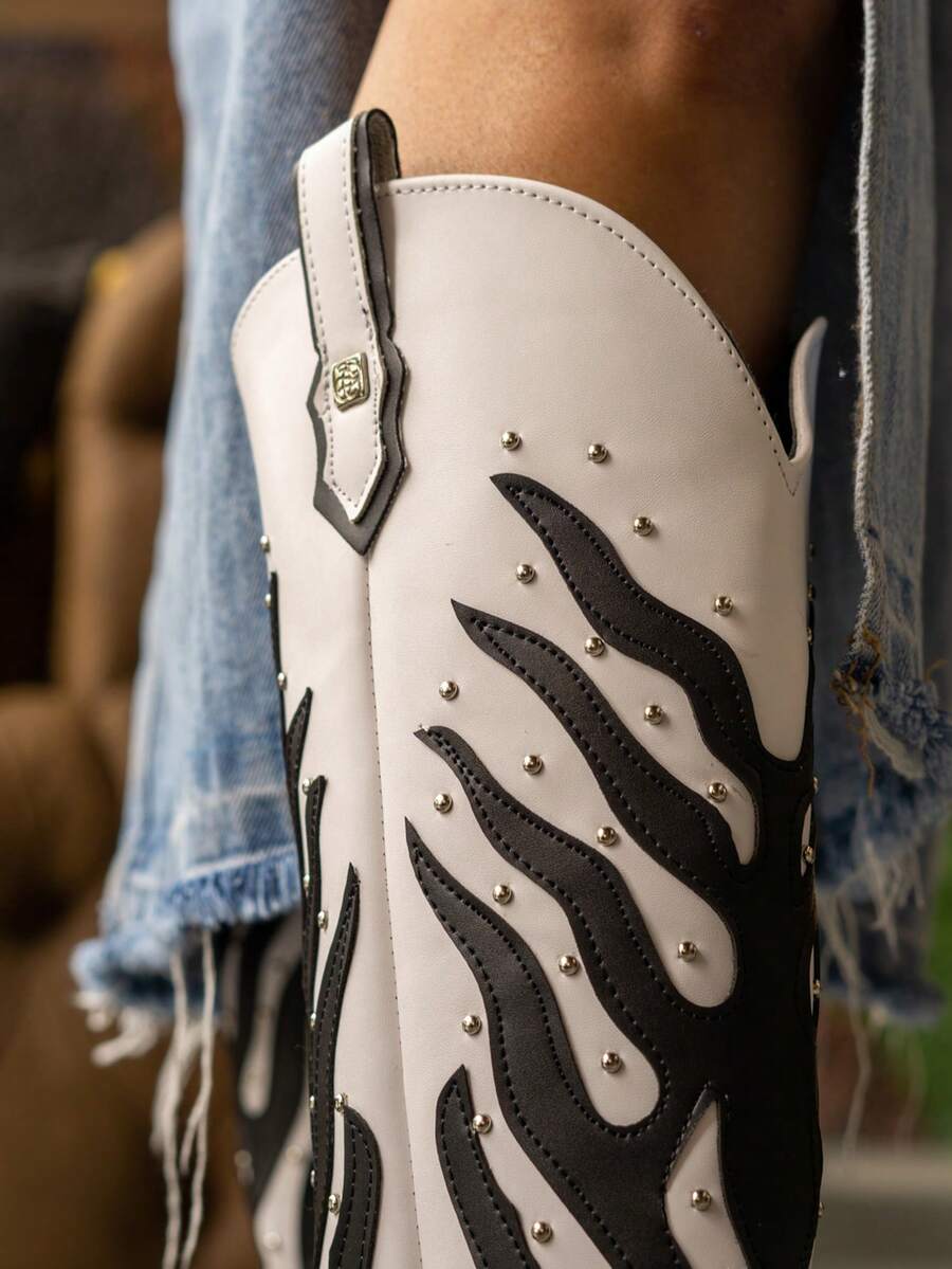 Botas cowboy estilo vaquero western botas de media caña con tacón grueso