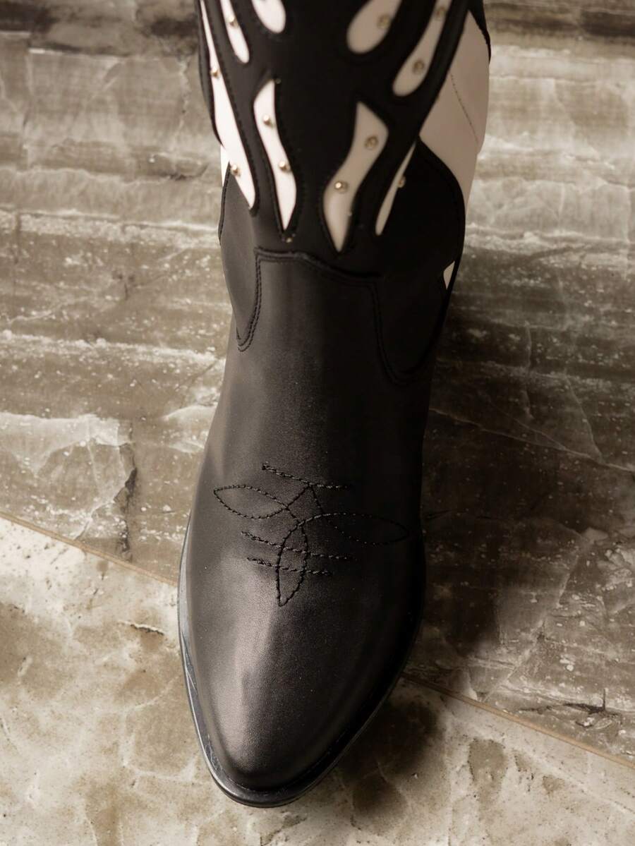 Botas cowboy estilo vaquero western botas de media caña con tacón grueso