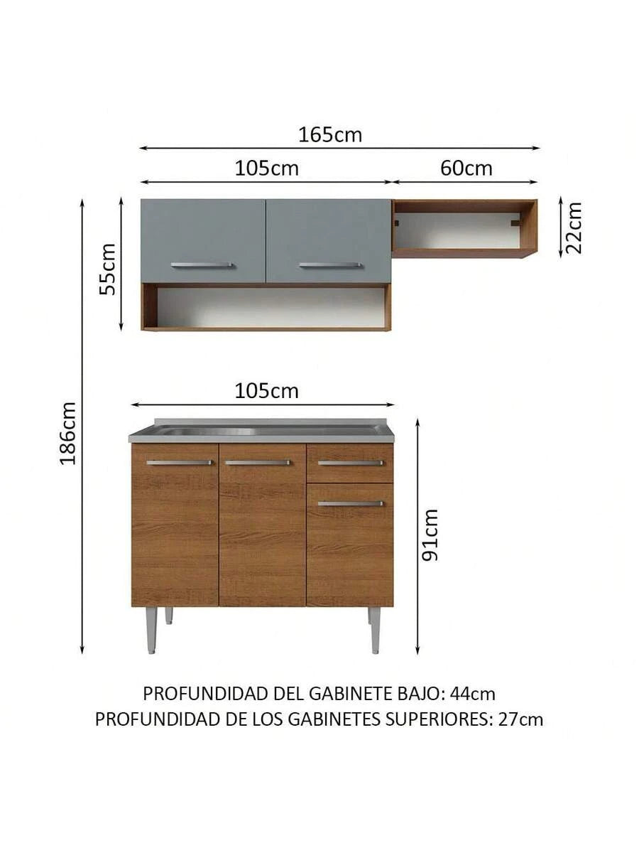 Cocina Integral Completa Modular Madesa 165cm