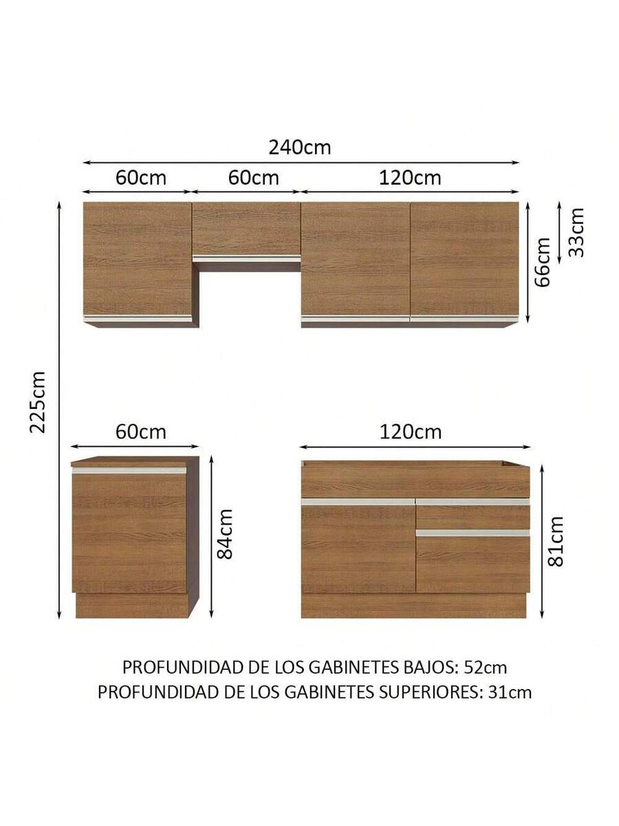 Cocina Integral Completa Modular Madesa 240cm