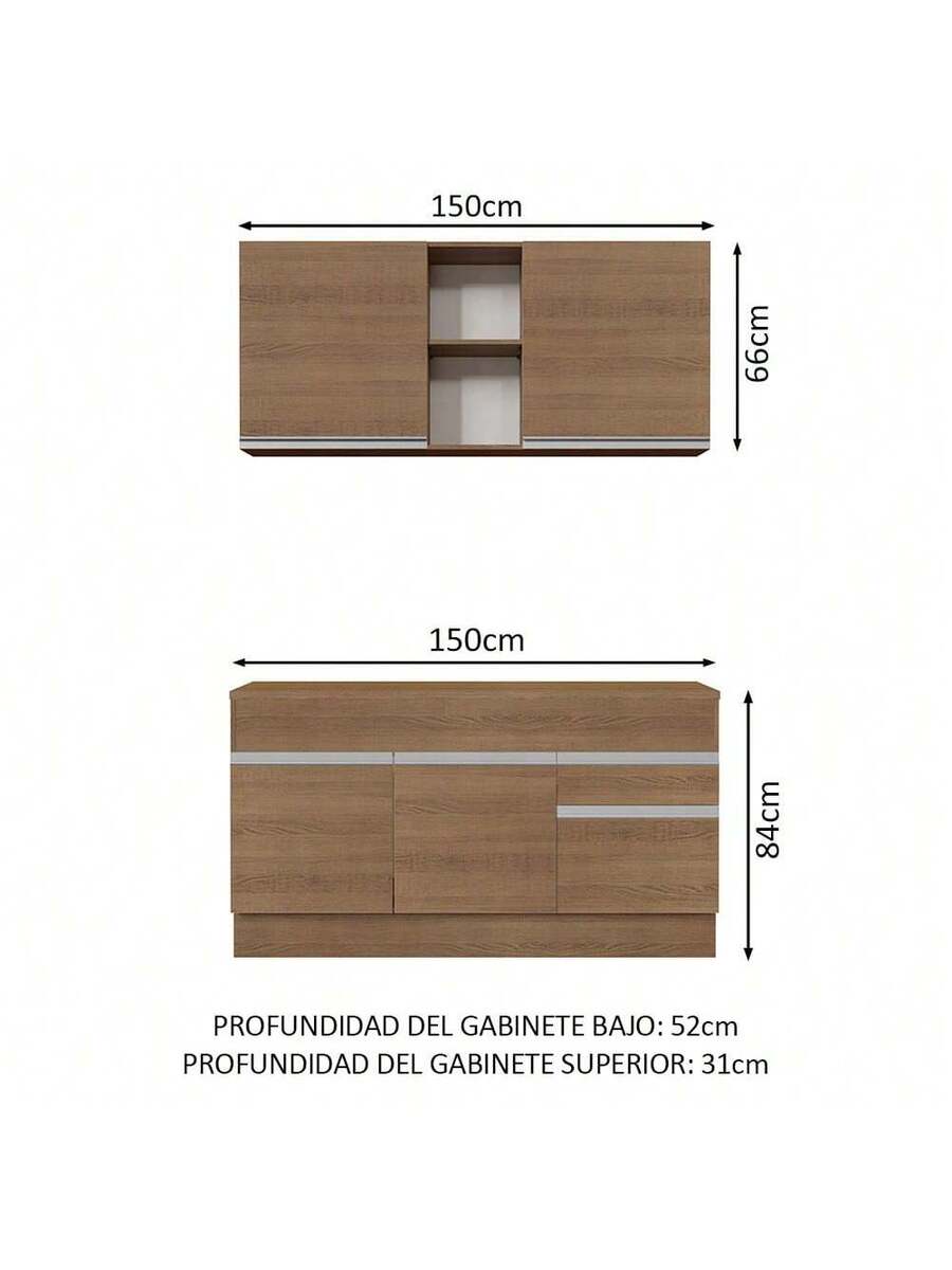 Cocina Integral Completa Modular Madesa Glamy 150cm