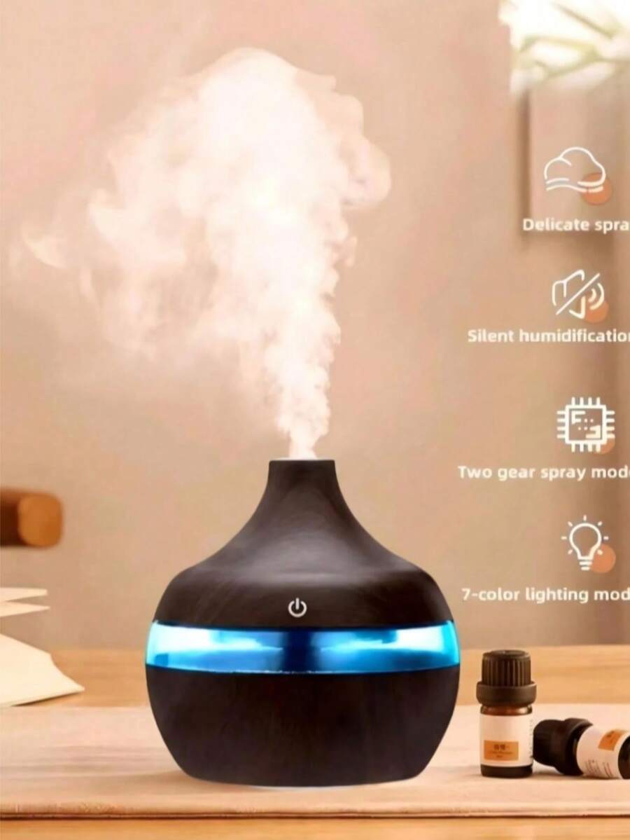 Humidificador con grano de madera y luz nocturna