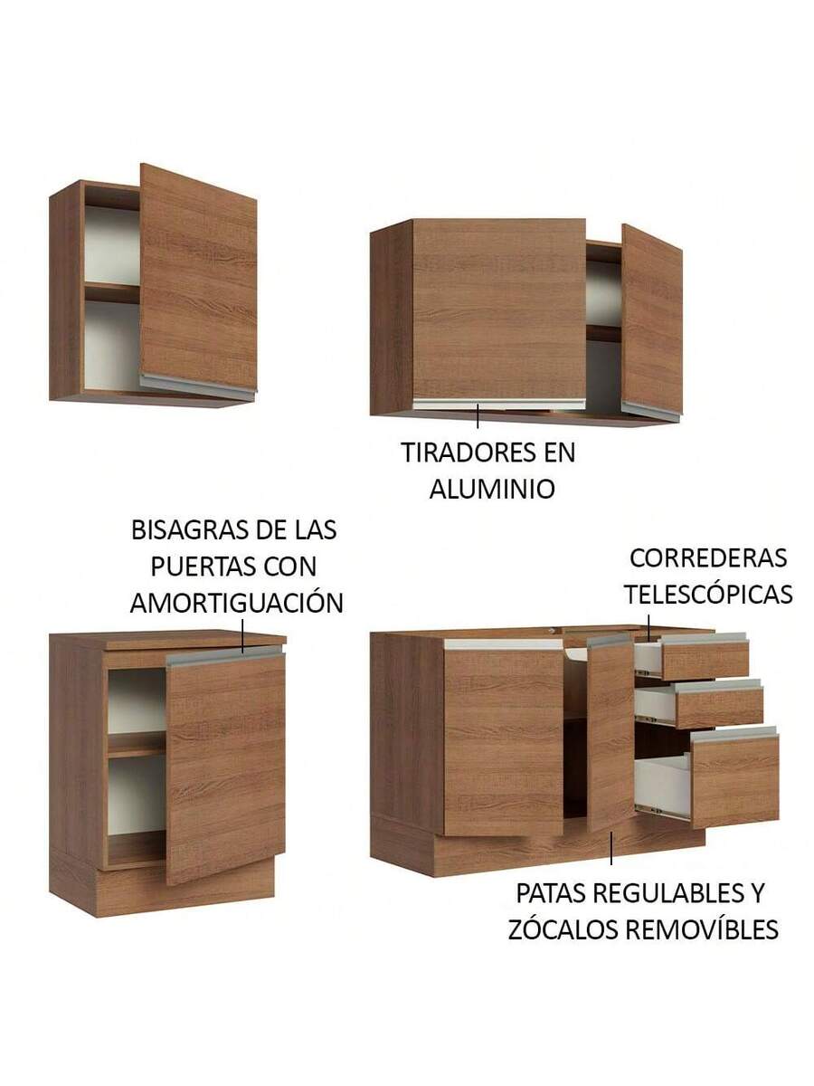 Cocina Integral Completa Modular Madesa Glamy Sin Encimera