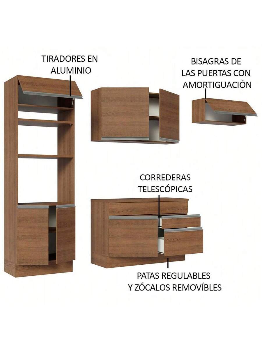 Mueble De Cocina Completo Rustic Glamy Madesa 270cm