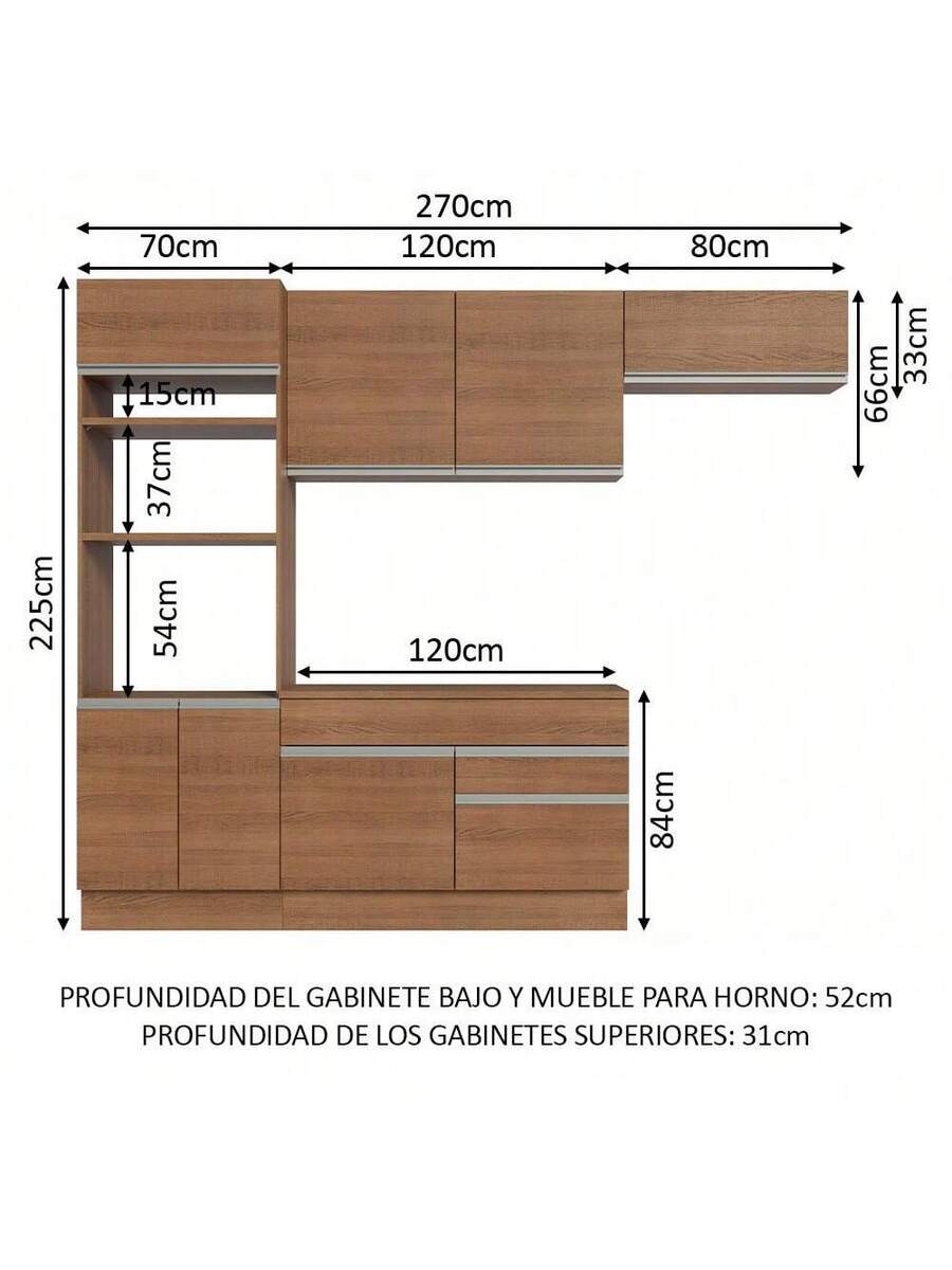 Mueble De Cocina Completo Rustic Glamy Madesa 270cm